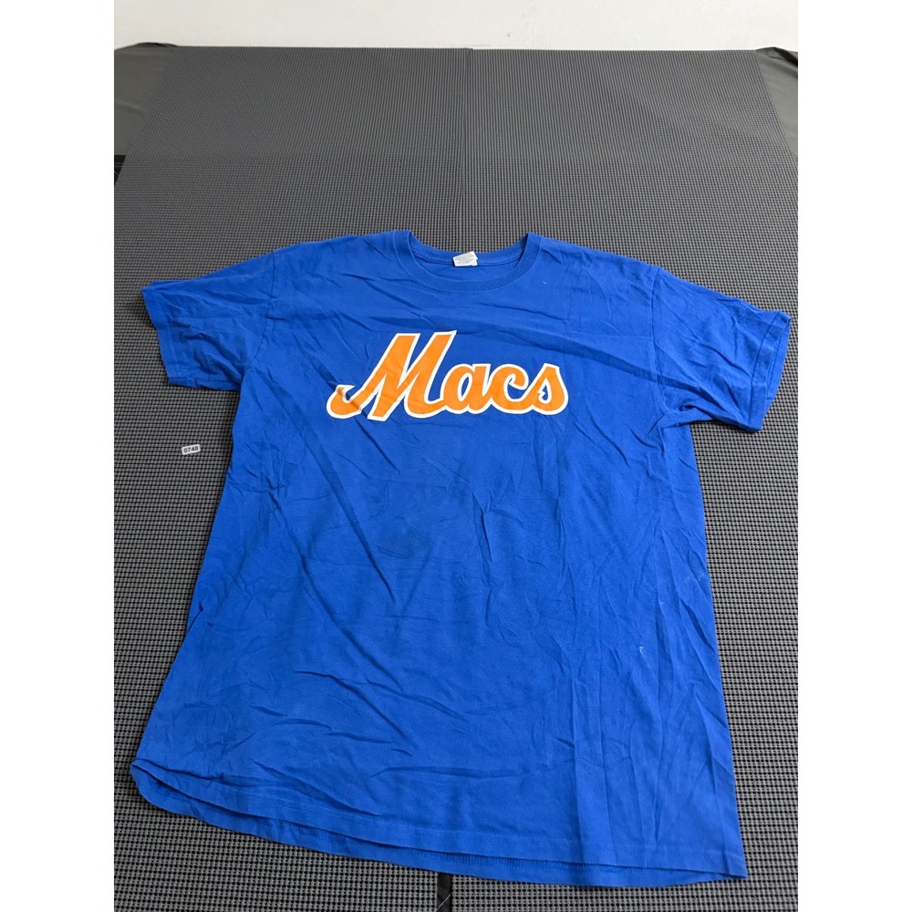 Gildan Ultra Cotton Macs McIntyre's Bar Graphic T-Shirt Blue Orange Mens XL - Picture 1 of 7